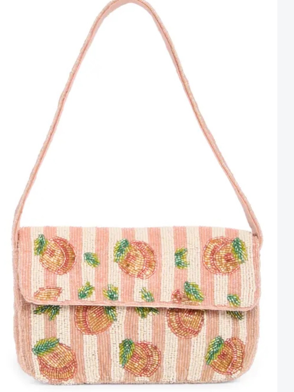 Sol & Mer Nordstrom Beaded Peach Stripe Shoulder Bag NWT Rare